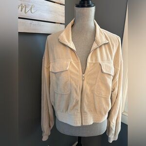 Aerie Groove On Velour Cropped Jacket